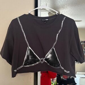 Fashion Nova Black and White Graphic Crop Top